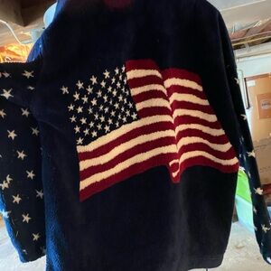 Navy Blue American Flag Fleece Jacket